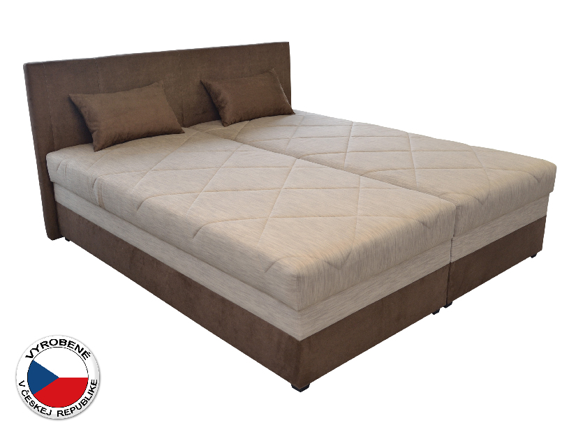 Manželská posteľ 160 cm Blanár Aveny (béžová + hnedá) (s roštami a matracmi)