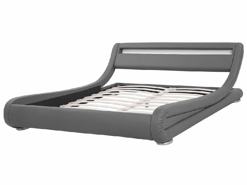 Manželská posteľ 180 cm AVENUE (s roštom a LED osvetlením) (sivá)