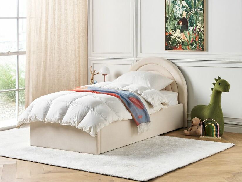 Jednolôžková posteľ 90 cm Annesile (béžová) (s roštom) (s úl. priestorom)