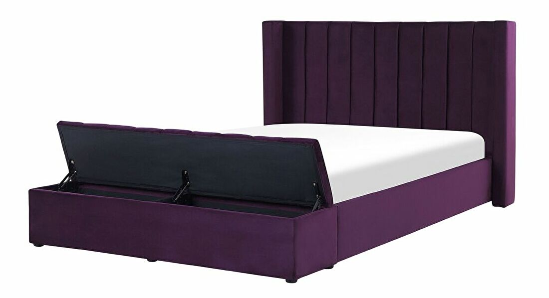 Manželská posteľ 140 cm NAIROBI (textil) (fialová) (s roštom)
