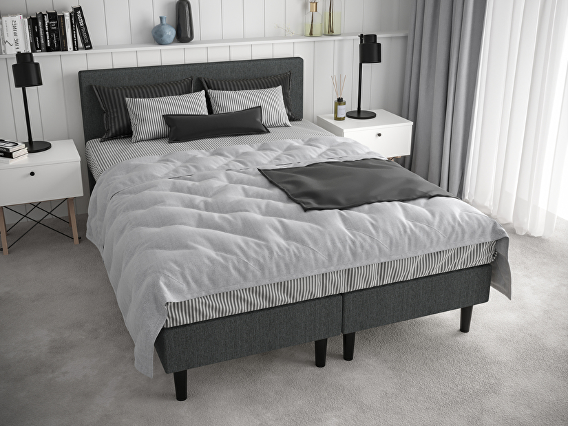 Manželská posteľ Boxspring 140 cm Rita (tmavosivá) (s matracom, bez úložného priestoru)
