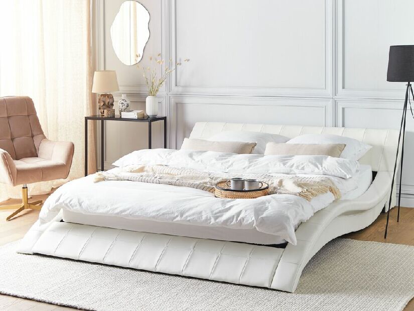Manželská posteľ 180 cm VICHA (s roštom) (biela)