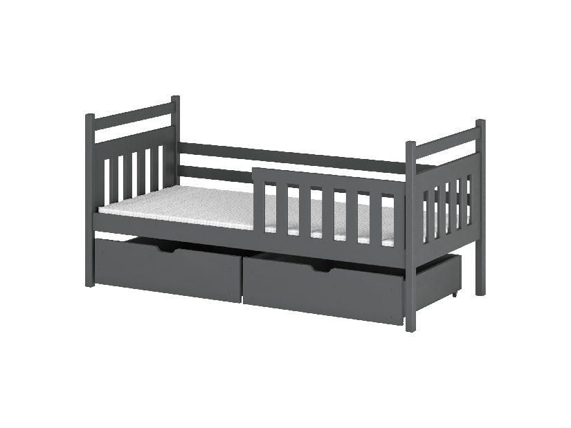 Detská posteľ 80 x 180 cm Kasey (s roštom a úl. priestorom) (grafit)
