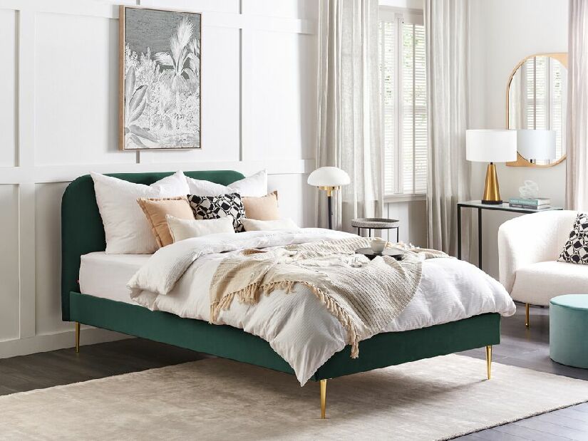 Manželská posteľ 140 cm Faris (zelená) (s roštom)