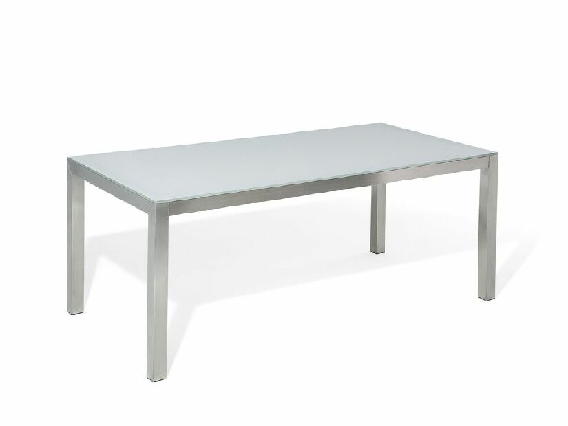 Záhradný stôl Grosso (biela) (s tvrdeným sklom)