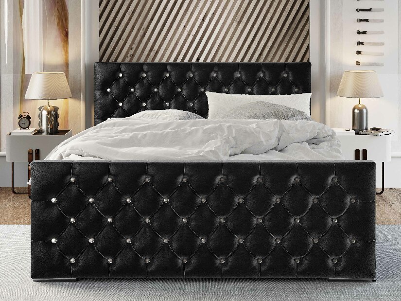 Manželská posteľ 180 cm Quintin (čierna) (s roštom a úložným priestorom)