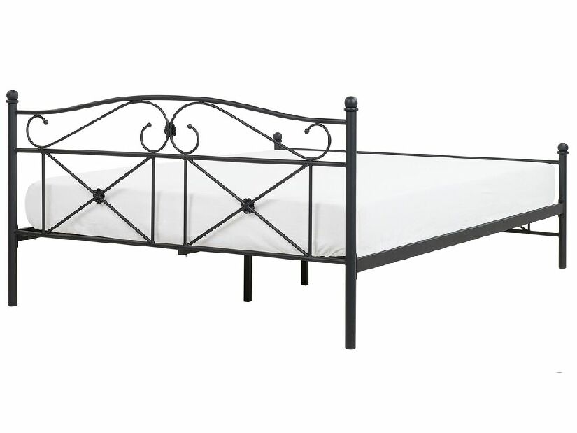 Manželská posteľ 140 cm RANDEZ (kov) (čierna) (s roštom)
