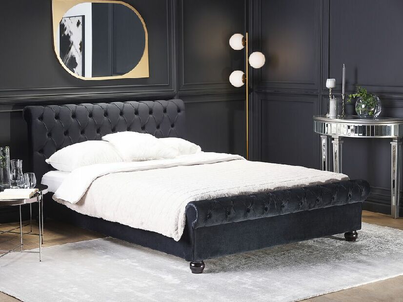 Manželská posteľ 160 cm ARCHON (s roštom) (čierna)