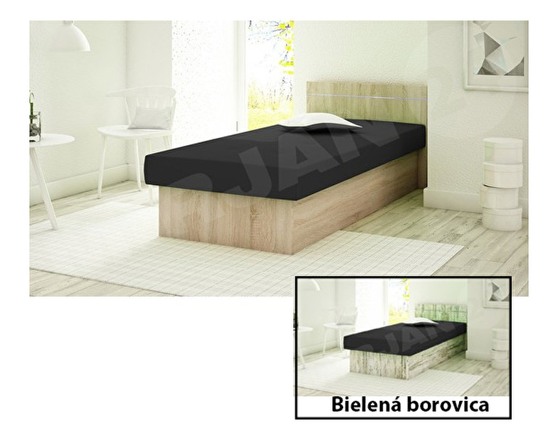 Jednolôžková posteľ 80 cm Nikroguta Bis (bielená borovica + čierna) *výpredaj