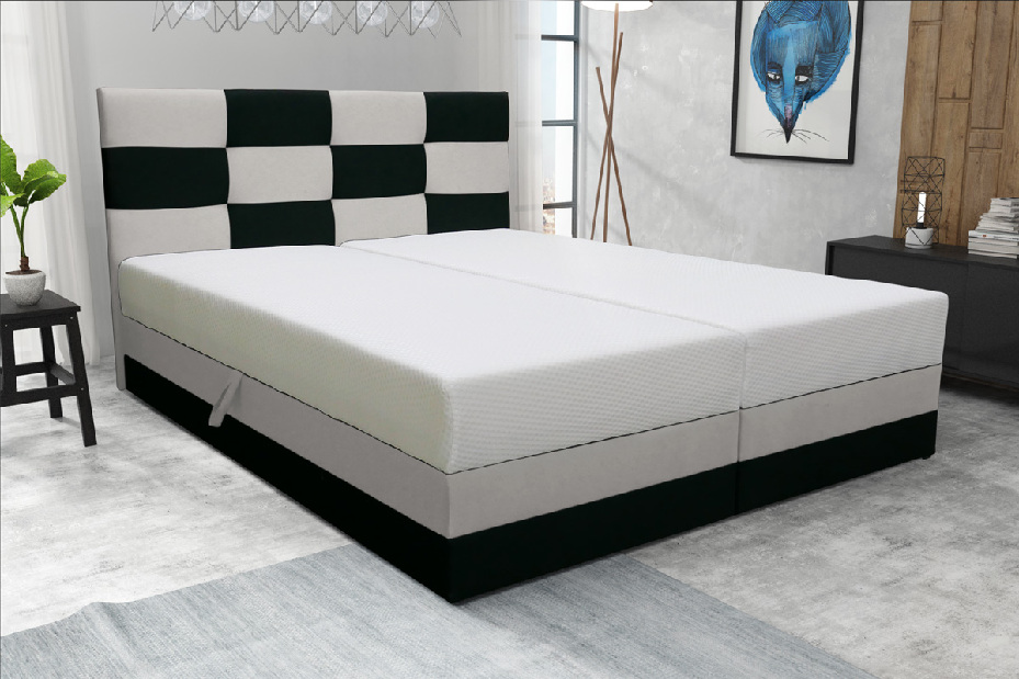 Manželská posteľ 160 cm Marion (s roštom a matracom) (biela + čierna) *výpredaj