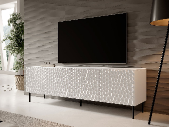 TV skrinka/stolík Ergibet (Biela + Biela + Čierna)