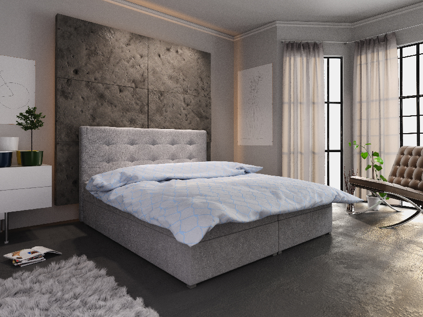Manželská posteľ Boxspring 160 cm Fade 1 Comfort (sivá) (s matracom a úložným priestorom)