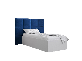 Jednolôžková posteľ s čalúneným čelom 90 cm Brittany 4 (biela matná + modrá) (s roštom)