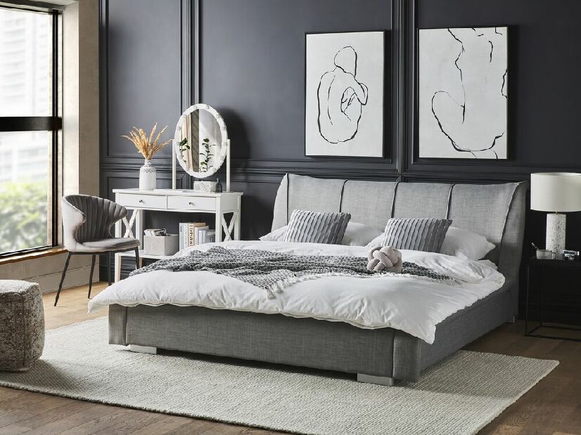 Manželská posteľ 180 cm NICE (s roštom) (sivá)