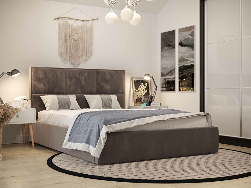 Manželská posteľ 140 cm Elna (hnedá) (s roštom a úložným priestorom)