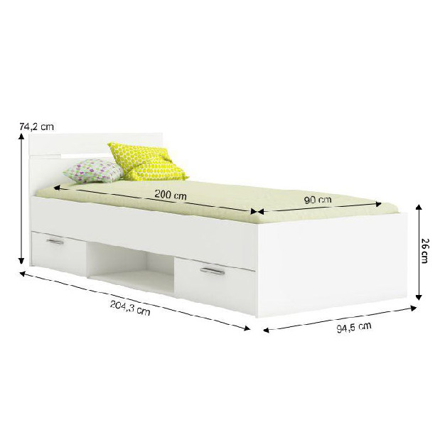 Jednolôžková posteľ 90 cm Myriam (biela) *výpredaj