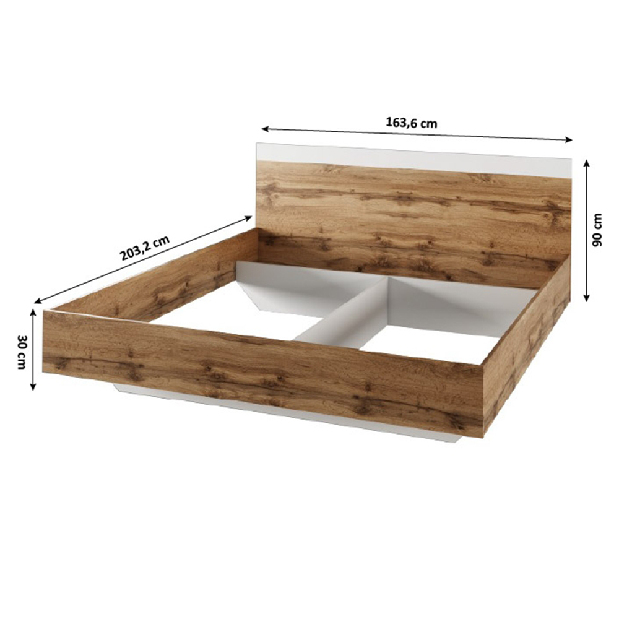 Manželská posteľ 160 cm Gaila (dub wotan + biela)