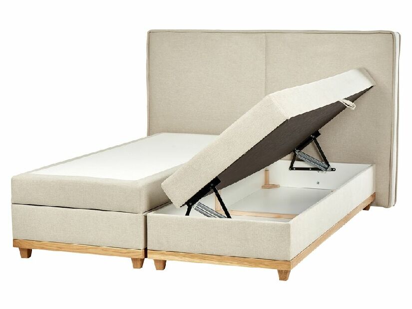 Manželská posteľ 160 cm Despina (béžová) (s roštom a matracom) (s úl. priestorom)