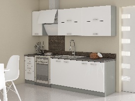 Kuchyňa Brunea 200 cm (sivá + lesk biely)