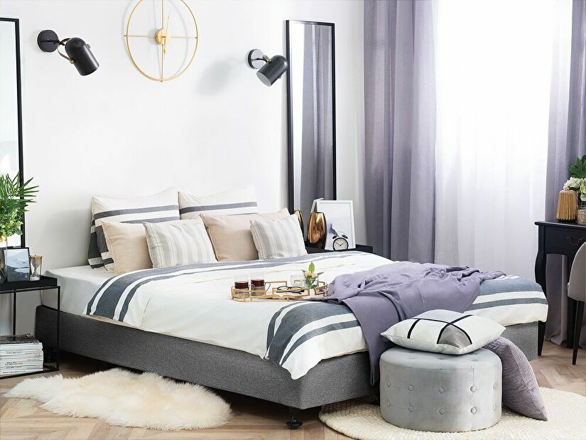 Manželská posteľ 160 cm COLOGNE (s roštom a matracom) (sivá)