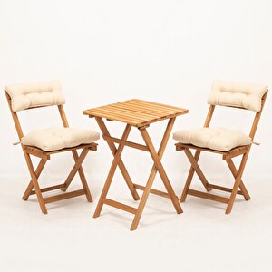 Súprava záhradného stola a stoličiek (3 kusy) Magnus (prírodná + krémová)