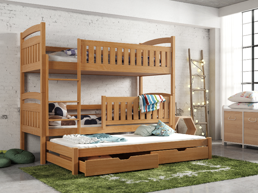 Detská posteľ 80 x 180 cm BLAIR (s roštom a úl. priestorom) (buk)