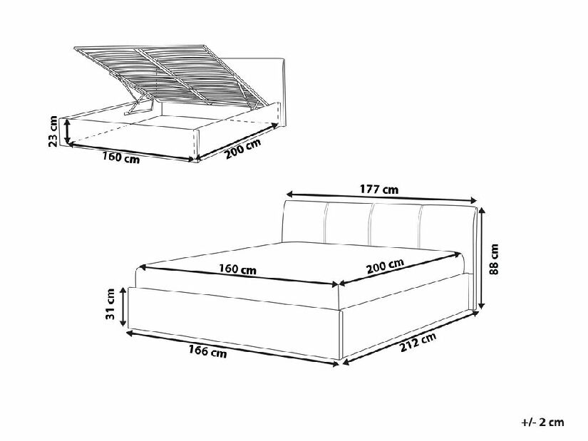 Manželská posteľ 160 cm ORBIT (s roštom a úl. priestorom) (sivá)