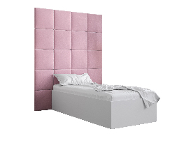 Jednolôžková posteľ s čalúneným čelom 90 cm Brittany 3 (biela matná + ružová) (s roštom)