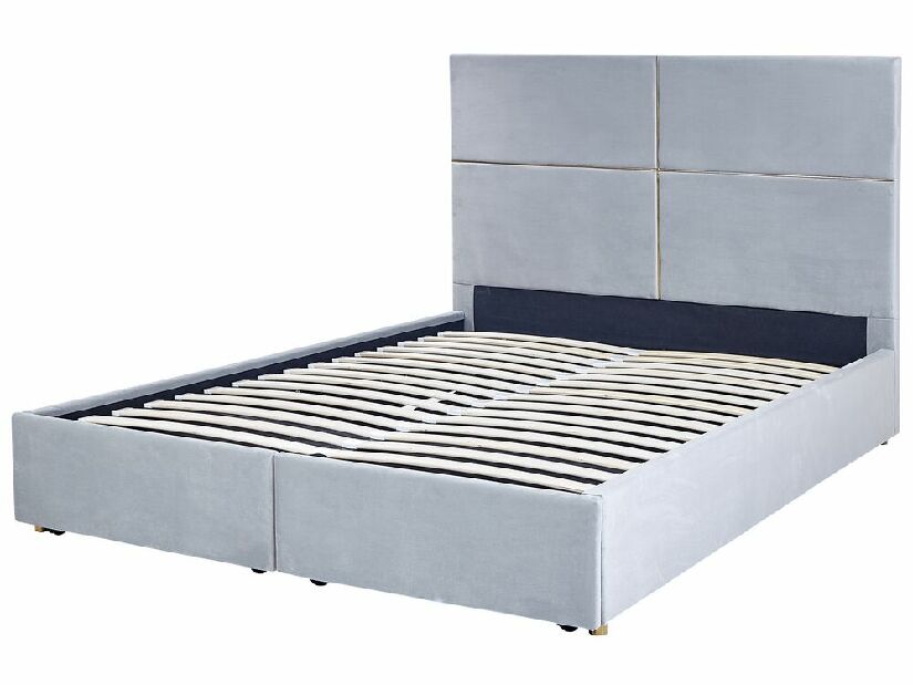 Manželská posteľ 160 cm Vissarion (sivá) (s roštom a úložným priestorom)