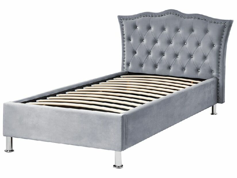 Jednolôžková posteľ 200 x 90 cm Metty (sivá) (s roštom) (s úl. priestorom)