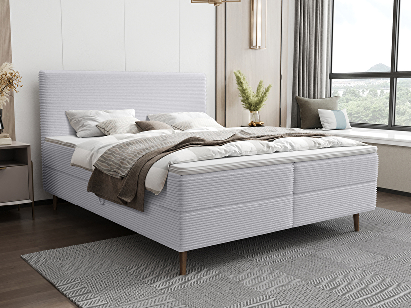 Manželská posteľ 200 cm Napoli Comfort (sivá) (s roštom, s úl. priestorom)