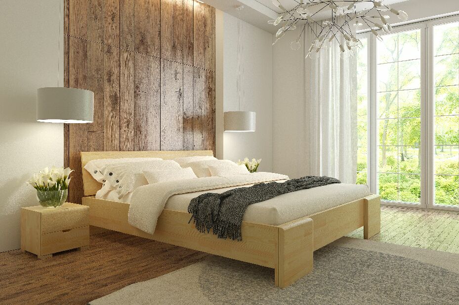 Manželská posteľ 160 cm Naturlig Blomst High (borovica) (s roštom)