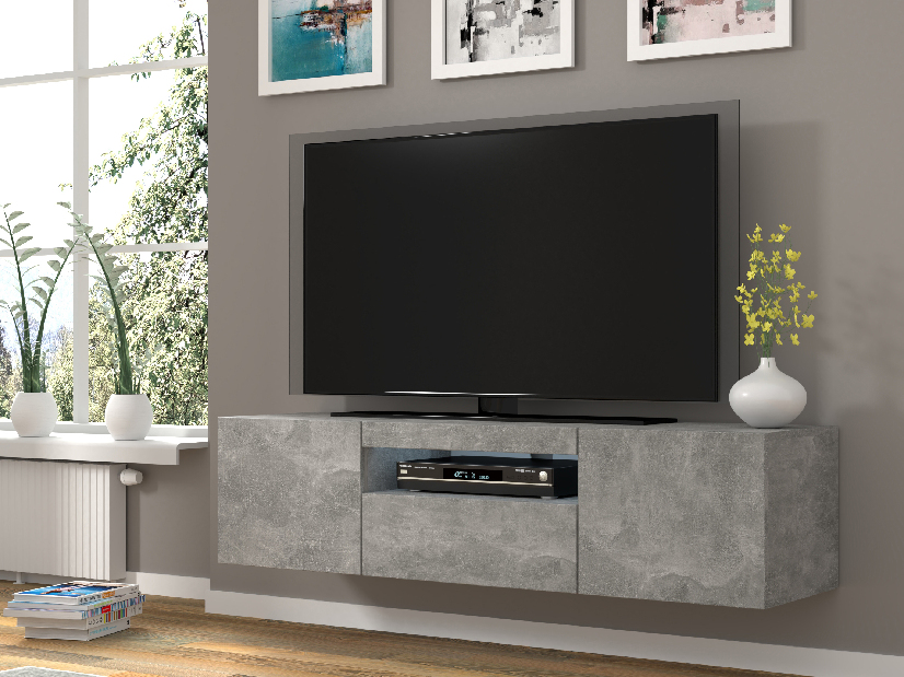 TV stolík/skrinka Aurora (sivá) (LED)