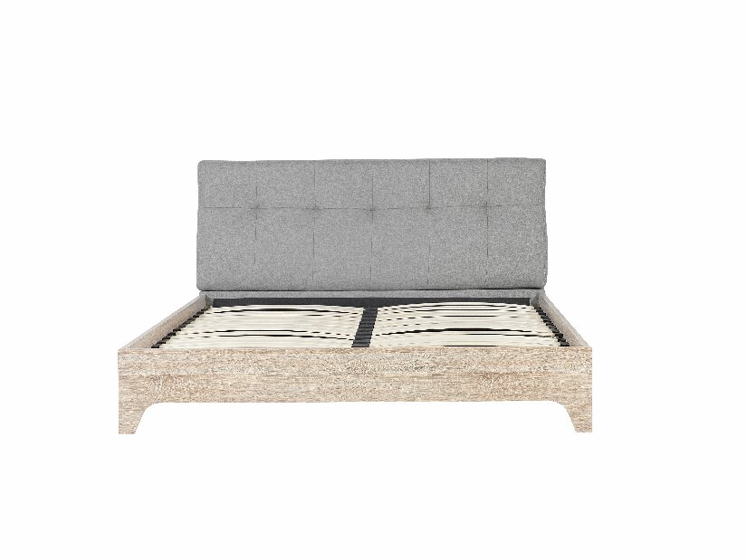 Manželská posteľ 180 cm BERGAMO (s roštom) (sivá + svetlé drevo)