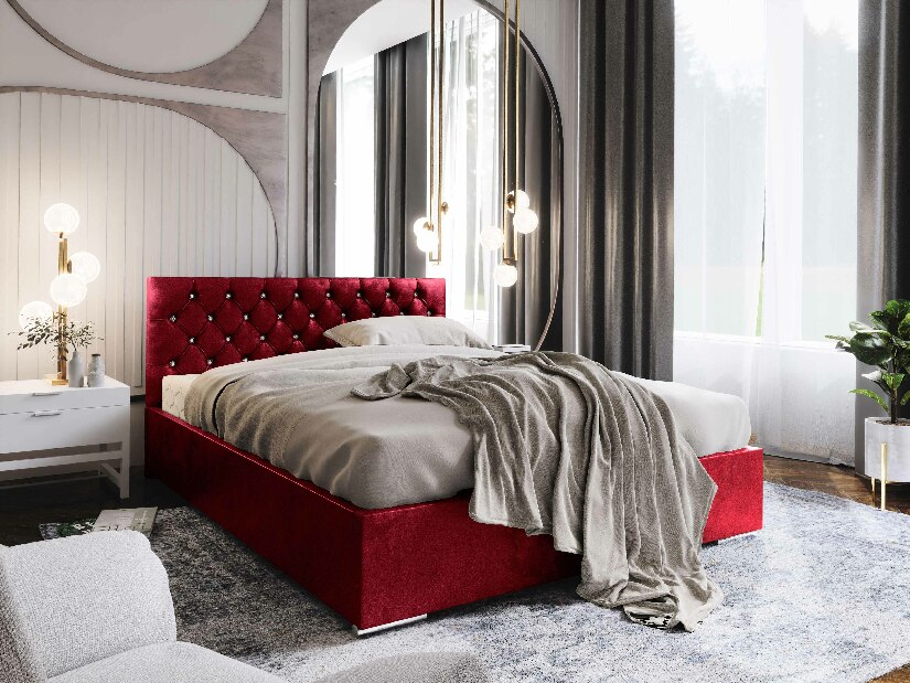Manželská posteľ 180 cm Kerry (bordová) (s roštom a úložným priestorom)