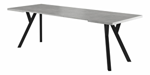 Rozkladací jedálenský stôl 90-240 cm Marion (betón + čierna) (pre 8 a viac osôb)