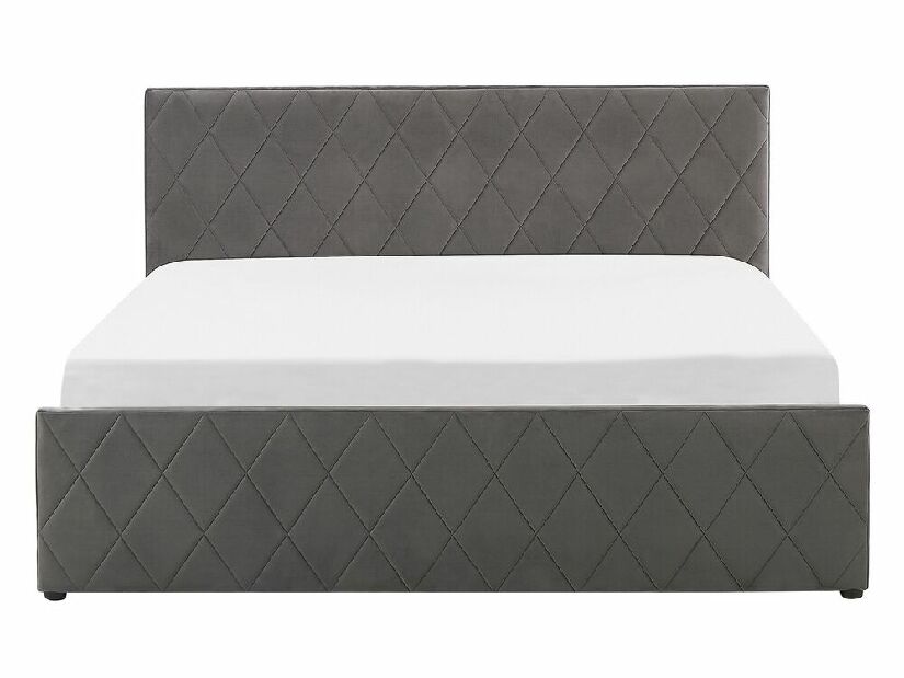 Manželská posteľ 140 cm ROFARIO (sivá) (zamat) (s roštom a úl. priestorom)