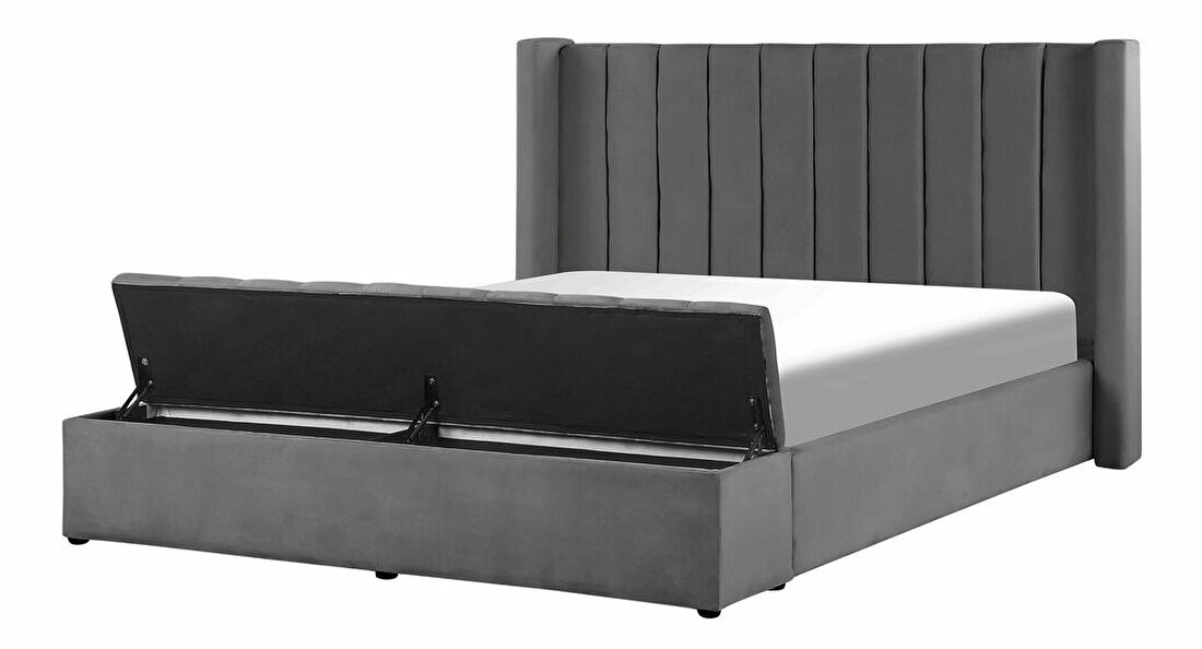 Manželská posteľ 140 cm NAIROBI (textil) (sivá) (s roštom)