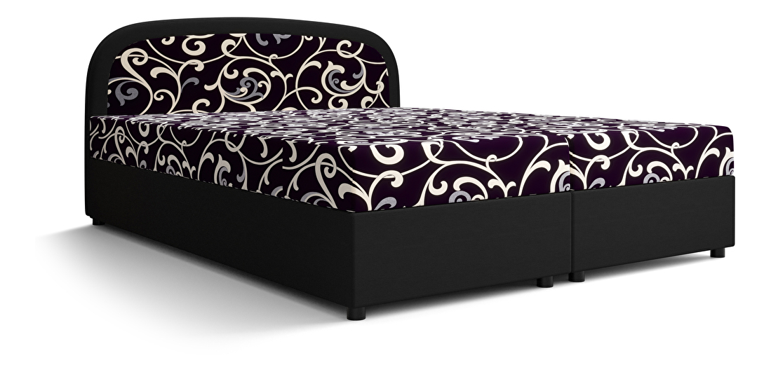 Manželská posteľ Boxspring 160 cm Brick Comfort (tmavohnedá + vzor kvet) (s matracom a úložným priestorom)