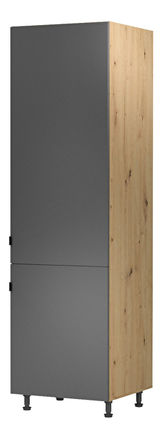 Kuchynská skrinka na vstavanú chladničku D60ZL Langari (dub artisan + sivá matná) (L)
