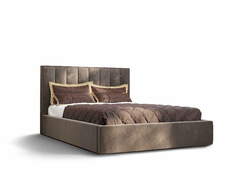 Manželská posteľ 160 cm Ocie (hnedá) (s roštom a úložným priestorom)