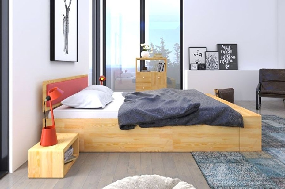 Manželská posteľ 200 cm Naturlig Invik (borovica) (s roštom)