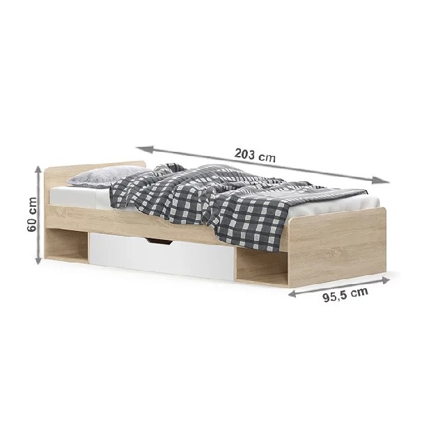 Jednolôžková posteľ 90 cm Thornham 1S/90 (s úl. priestorom) (biela) *výpredaj
