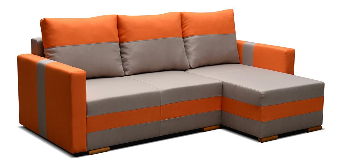Rohová sedačka Farvum (svetlohnedá + oranžová) (P)