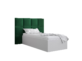 Jednolôžková posteľ s čalúneným čelom 90 cm Brittany 4 (biela matná + zelená) (s roštom)