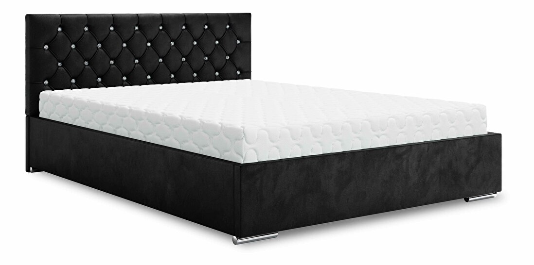 Manželská posteľ 140 cm Kerry (čierna) (s roštom a úložným priestorom)