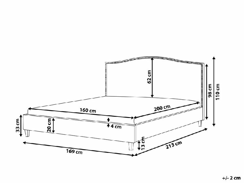 Manželská posteľ 160 cm MONELIER (s roštom) (sivá)