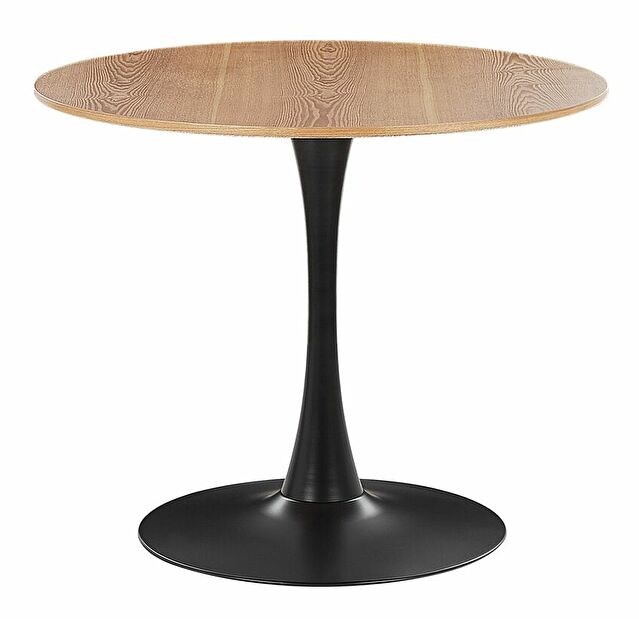 Okrúhly jedálenský stôl Berylle (svetlé drevo + čierna) (pre 4 osoby)