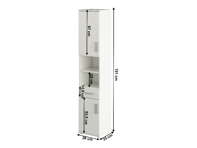 Vysoká kúpelňová skrinka Leah 05 (biela matná)