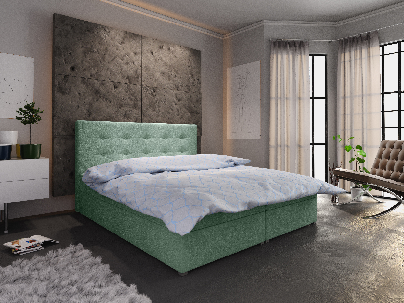 Manželská posteľ Boxspring 160 cm Fade 1 Comfort (mätová) (s matracom a úložným priestorom)